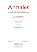 Annales histoire sciences sociales, 2023, no 01